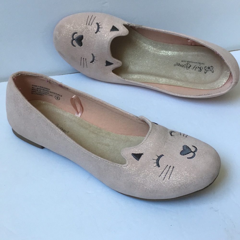 Self Esteem kitty cat blush glitter slippers flats